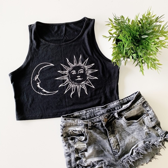 Tops - BOHO CROP TOP // SUN AND MOON
